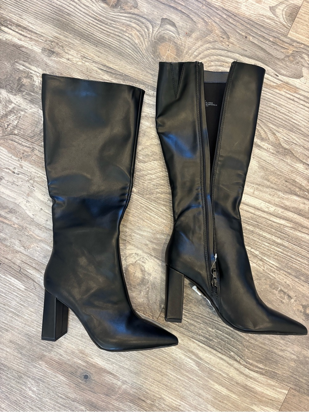 NEW women’s size 5 Black Leather Block Heel Ankle Boots - Women